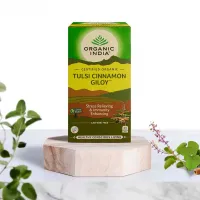 Тулси чай с корицей и гилой, 25 пакетиков, Органик Индия; Tulsi Tea with Cinnamon and Giloy, 25 bags, Organic India